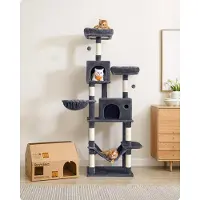 StarTech.com Kratzbaum für Katzen - Kletterbaum/Kratzsäule - Höhe 199 cm - Mindestens 5 Ebenen - Abnehmbare Bezüge - Große Höhle - Schwarz
