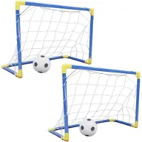 Fokelyi Faltbares Doppel-Fußballtor-Set für Kinder im Freien mit Ballpumpe – Trainingsspielzeug für Kinder