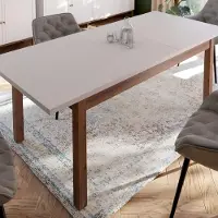 Forte PENKRIDGE Esstisch 160, Landhausstil Esstisch, ausziehbar, Wohnzimmer, Esszimmer, Holzwerkstoff, Secret Grey | Schlammeiche Holzdekor, 160,4 (207) cm breit x 76,6 cm hoch x 90 cm tief