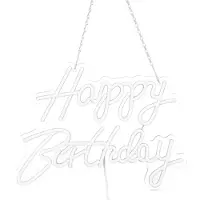 Lixada Happy Birthday Letter LED Lights Romantische Neon Lichtzeichen Acryl Happy Birthday Dekoration für Party Bar Kalt Weiß