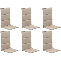 GO-DE Gartenstuhlauflagen - Creme - Hochlehner - mit Stehsaum - 6er Set