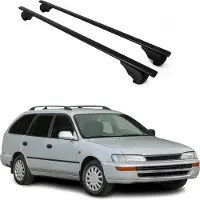 Omtec Dachträger Gepäckträger für Toyota Corolla Kombi 1992-1997 Metall Schwarz 2x