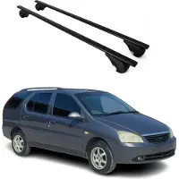 Omtec Dachträger Grundtäger für Tata Indigo Marina 2007-2010 75kg Metall Schwarz 2 tlg