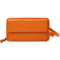 Esquire Leder Geldbörse Handytasche Peru Phone Wallet Bag Orange