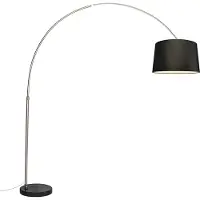 QAZQA Bogenleuchte Stahl STOffschirm Schwarz 45 cm XXL
