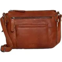 Mustang Leder Umhängetasche Perth Shoulderbag Topzip Cognac braun