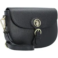 U.S. POLO ASSN. Leder Umhängetasche Schultertasche Florence Arlington Flap Crossbody Leather Black schwarz