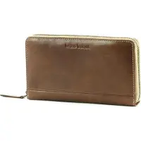 Bruno Banani Leder Geldbörse Zip Around Wallet Brown braun