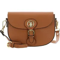 U.S. POLO ASSN. Leder Umhängetasche Schultertasche Florence Arlington Flap Crossbody Leather Light Tan hellbraun