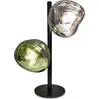 Licht-Erlebnisse Tischleuchte Glas Weiß Grün E14 2-flammig 40 cm Nachttischlampe Schlafzimmer