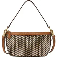 Fossil Umhängetasche Schultertasche Jolie Small Crossbody Natural Black braun