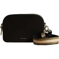 Ted Baker Leder Umhängetasche Schultertasche Darcelo Branded Webbing Leather Camera Bag Jet - Black schwarz