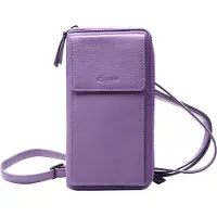 Esquire Leder Geldbörse Handytasche Peru Phone Wallet Bag Lilac flieder