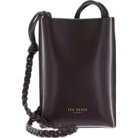 Ted Baker Leder Umhängetasche Wrylie Woven Strap Mini Crossbody Pouch Wine braun