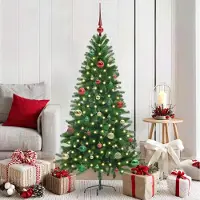 vidaXL "Schlussverkauf" Weihnachtsbaum(1 pc) - Kunstbaum/Tannenbaum - mit 150 LEDs mit Ständer Grün 150 cm PE C7633
