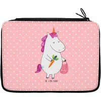 Mr. & Mrs. Panda Federmäppchen Einhorn Vegan - Rot Pastell - Geschenk, Bleistiftetui, Unicorn, Schulmäppchen, Stiftetasche, Gesund essen, Veganer, Schreibmappe, Etui