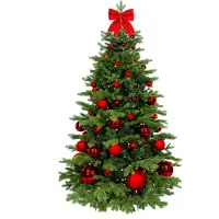 LAALU Geschmückter künstlicher Weihnachtsbaum mit 73 Ornamenten RED CHRISTMAS II 180 cm Baum mit Ständer und Weihnachtsornamenten