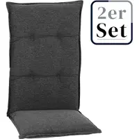 Green Spirit 2er Set Hochlehner Auflage Tartu, Motiv - Uni, grau, 118x46x6cm