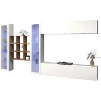 Freiraum Wohnwand >Benevent< (5-teilig) in Weiß Hochglanz - 350x180x30 (BxHxT)
