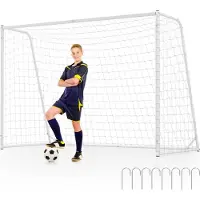 Costway 300 x 200 cm Fußballtor, Fussballtore mit Metallrahmen & PE-Netz, Fußballtore Garten wetterfest, Fußball Trainingstor für Kinder, Erwachsene