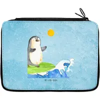 Mr. & Mrs. Panda Etui Pinguin Surfer - Eisblau - Geschenk, Portugal, Urlaub, Bleistiftetui, Federmappe, Hawaii, Schlampermäppchen, Optimistisch, Federmäppchen, Mäppchen