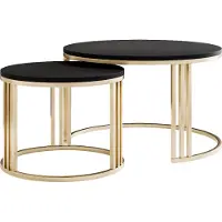 Lookway Runder Couchtisch 2in1 LORI MAT gebürstetes Gold, Schwarz matt