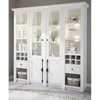 Furn.Design Buffetschrank "Hooge" in Pinie weiß Landhaus Vitrinenschrank mit Weinregal 194 x 207 cm