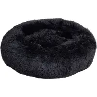 BOUTIQUEZOO SCHLAFSOFA L Katzenbett Donut rund flauschige Plüsch mit Rand PABLO Schwarz L