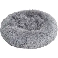 BOUTIQUEZOO SCHLAFSOFA L Katzenbett Donut rund flauschige Plüsch mit Rand PABLO Grau L