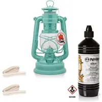 Petromax Feuerhand Sturmlaterne Baby 276 Lichtgrün inkl. 2 x Ersatzdochte und 1 Liter Al...
