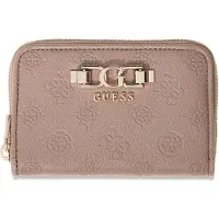 GUESS Geldbörse aus Leder, flaches Design, RFID-Schutz, dunkeltaupe, separates Münzfach