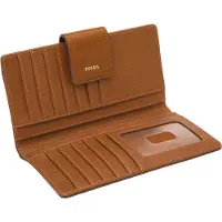 Fossil Geldbörse Logan RFID Tab Clutch Saddle hellbraun