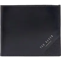 Ted Baker Leder Geldbörse Embossed Corner Leather Bifold Coin Wallet Navy dunkelblau