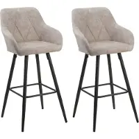 Beliani Trendy Barstuhl 2er Set Beige Stoff 104 cm Modern