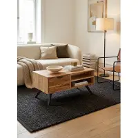KADIMA DESIGN Couchtisch 95x45x45 cm Akazie Wohnzimmertisch Massivholz Rechteckig, Holztisch mit Stauraum, Sofatisch mit Schublade, Tisch Wohnzimmer Massiv