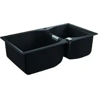GROHE K700, Aufsatzwanne, Rechteckig, Quarzkomposit, Schwarz, 2 Becken, 465 x 443 mm