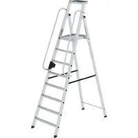 Proregal Plattformleiter | 8 Stufen | inkl. beidseitigem Handlauf | Aluminium | nivello Leiterschuhe