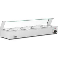 Royal Catering Expondo Bain Marie - 4 x GN-1/2- Behälter - Ablasshahn - Glasschutz