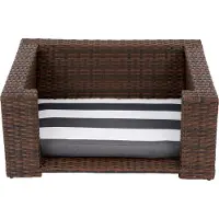 Teamson Pets Clotho Drinnen Draussen Rattan Katze Oder Kleiner Hund Hochbett Liege mit Abnehmbarem Waschbarem Kissen Braun ST-N10005-UK