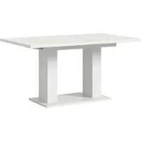 Ebuy24 Motion Esstisch Doppelsäulenfuß 90x150/190cm inkl. 1 Einlegeplatte weiß.
