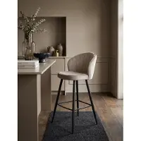 KADIMA DESIGN Barhocker Samt Beige Hocker mit Lehne 56x102,5x52,5 cm, Küchenhocker Skandinavisch Stoff / Metall 110 kg, Design Barstuhl Tresenhocker, Bistrohocker Gepolstert