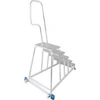 Krause Montagetritt, mit Handlauf/Fahrrollen, 5 Stufen, Höhe 1 m, 16,5 kg