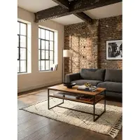 KADIMA DESIGN Couchtisch 100x60x45 cm Massivholz Metall Sofatisch Wohnzimmertisch Akazie, Stubentisch Industrial mit Stauraum, Holztisch Kaffeetisch Massiv