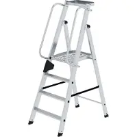 Proregal Plattformleiter | 4 Stufen | inkl. beidseitigem Handlauf | Aluminium | nivello Leiterschuhe