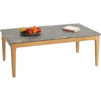 Mendler Couchtisch MCW-M55, Beistelltisch Sofatisch, Massiv-Holz HDF Laminat Melamin 46x120x70cm, Marmor/Stein-Optik helle Beine