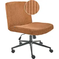 Beliani Schreibtischstuhl Goldbraun Cord Gepolstert Drehbar Höhenverstellbar mit Wippfunktion ohne Armlehnen Moderner Bürostuhl Drehstuhl Homeoffice