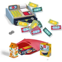 SES Creative Petits Pretenders 18006 Holz Kassen Spielset für Kinder mit echter Funktion - Rollenspiel und Lernspielzeug, Einkaufen, 3 Jahr(e)