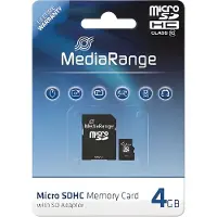 MediaRange MR956, 4 GB, MicroSDHC, Klasse 10, 15 MB/s, Schwarz