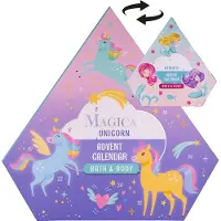 Accentra Adventskalender "Magisches Einhorn und Meerjungfrau", 24 Überraschungen, 40x8,5x39 cm (Vanille/Erdbeerduft)