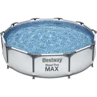 Bestway Steel Pro MAX rund 305x76cm Stahlrahmenpool mit Filterpumpe Grau 56408